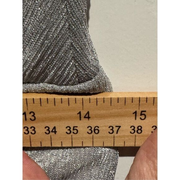 NWT IRO X Revolve Draped Metallic Silver Deep V-Neck Shoulder Pad Mini Dress 6 - Picture 15 of 16